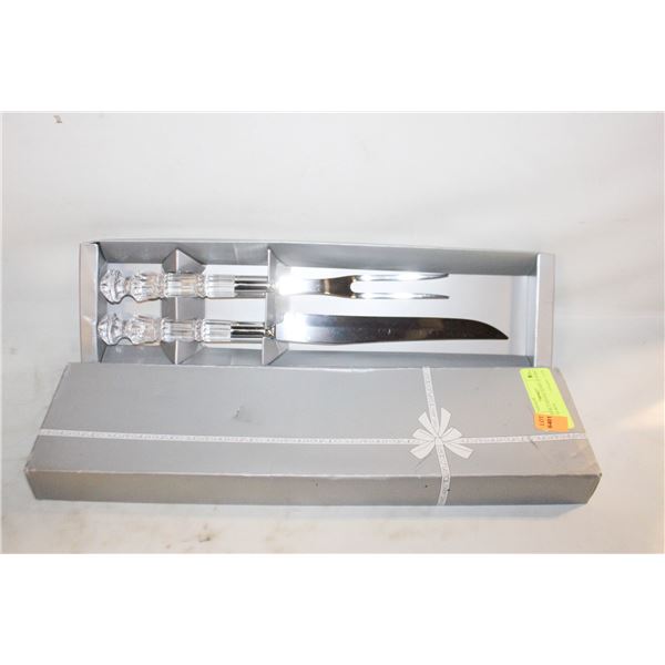 CRYSTAL CARVING KNIFE & FORK SET IN BOX