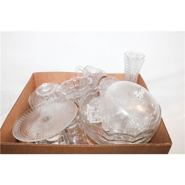 VINTAGE GLASSWARE SERVING PIECES- ASSORTED