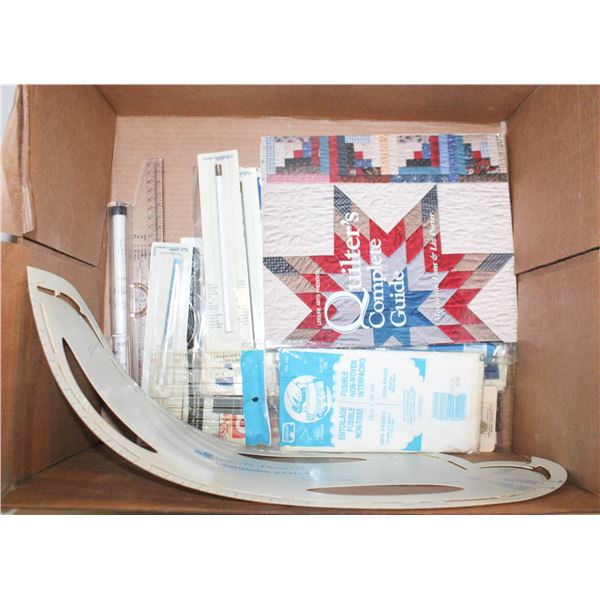 QUILTING SUPPLIES, RULERS, INTERFACING - ASSORTED