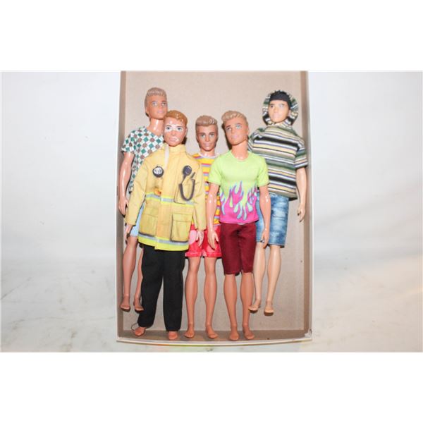 5 KEN DOLLS, TOYS
