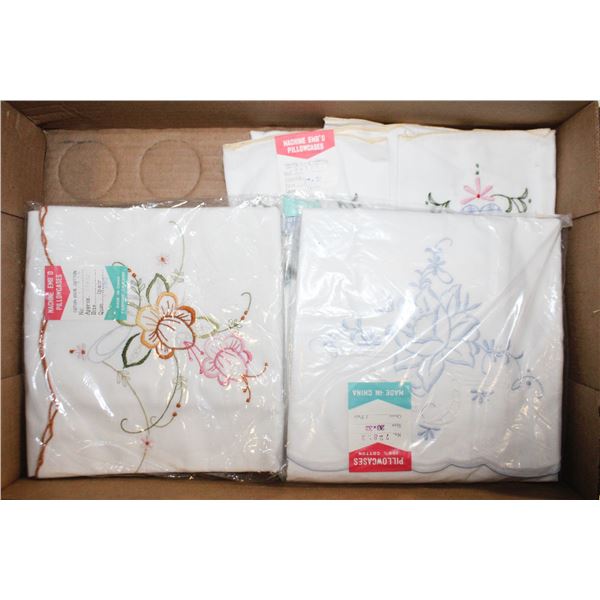 6 NEW VINTAGE EMBROIDERED PILLOWCASES LOT