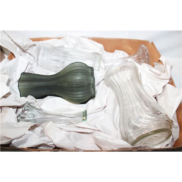 GLASS DECORATIVE VASES- ASSORTED LOT