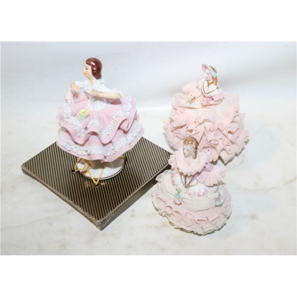VINTAGE DRESDEN "LACE PORCELAIN" FIGURINES