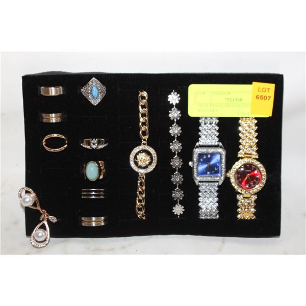 TRAY RINGS ,BRACELETS SET ANS 2 WATCHES