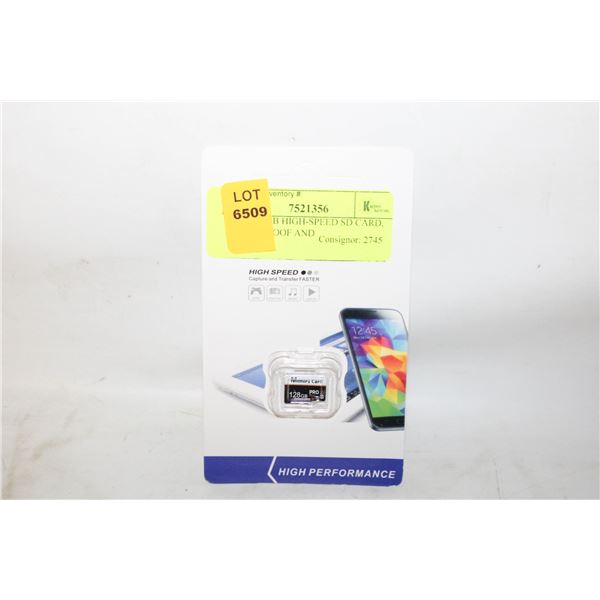 NEW 128GB HIGH-SPEED SD CARD, WATERPROOF AND