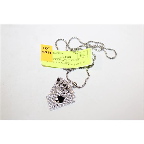 NEW POKER PLAYING CARDS CRYSTAL NECKLACE
