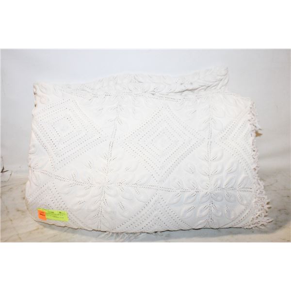 VINTAGE HANDCRAFTED 56" X 76" KNIT CROCHET BLANKET