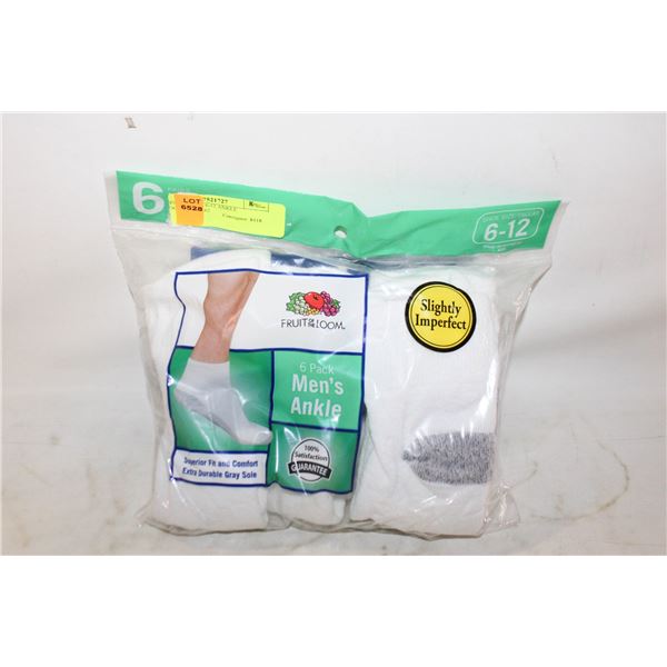6 PACK MENS 6-12 ANKLE SOCKS+A13:A62