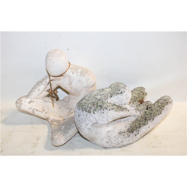 VINTAGE WEATHERED CONCRETE STATUES- LOT OF 2