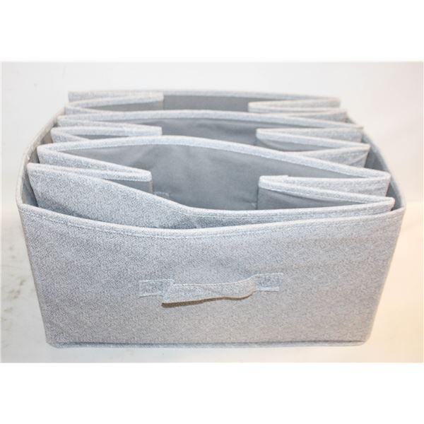 4 FOLDABLE CLOTH BINS 11"X16"X8" HIGH