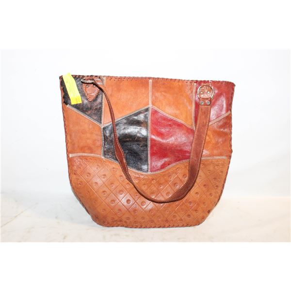 VINTAGE LEATHER TOOLEED LARGE PURSE/BAG-ESTATE