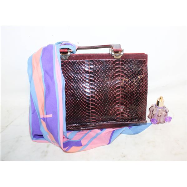 VINTAGE SNAKESKIN PURSE; MONIQUE MARTIN