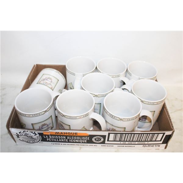 9 MATCHING STONEWARE MUGS