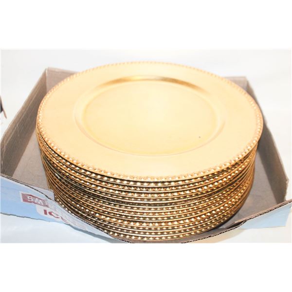 DECORATIVE "CHARGER PLATES"- BOX LOT ASSORTED