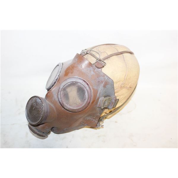 SKULL WITH ANTIQUE GAS MASK