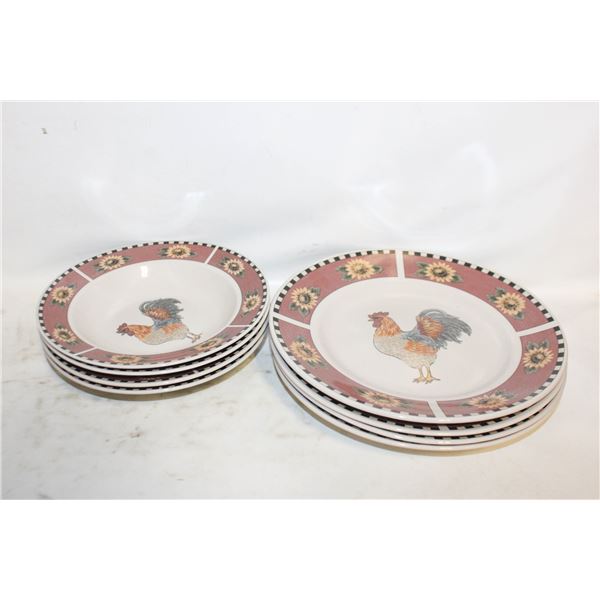 STONEWARE ROOSTER BOWLS & PLATES