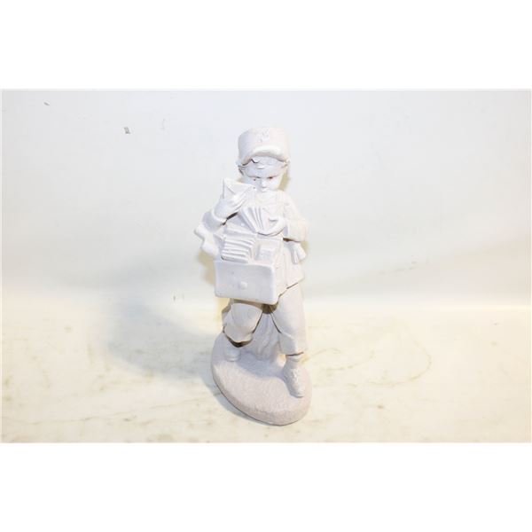 VINTAGE CHALKWARE PAPERBOY FIGURINE (9.75")