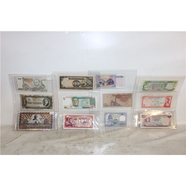 LOT OF 12 OLD VARIOUS WORLD BANKNOTES