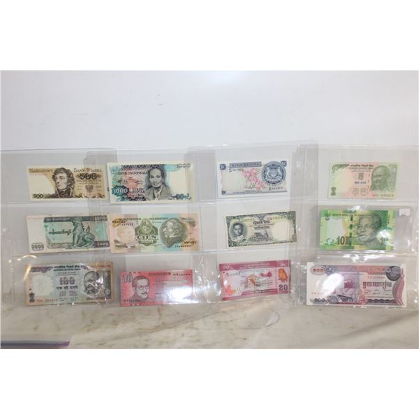 LOT OF 12 OLD VARIOUS WORLD BANKNOTES