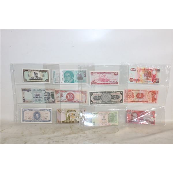 LOT OF 12 OLD VARIOUS WORLD BANKNOTES