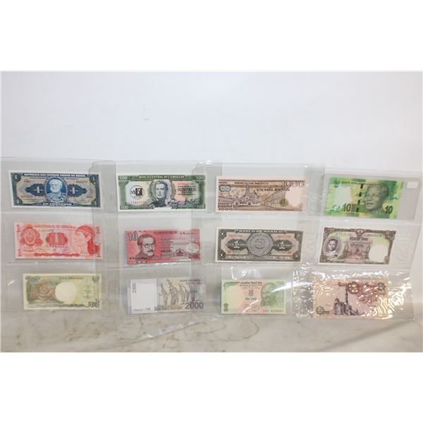 LOT OF 12 OLD VARIOUS WORLD BANKNOTES