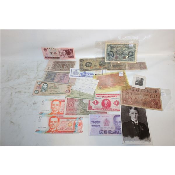 LOT OF VARIOUS OLD ESTATE BANKNOTES & ITEMS