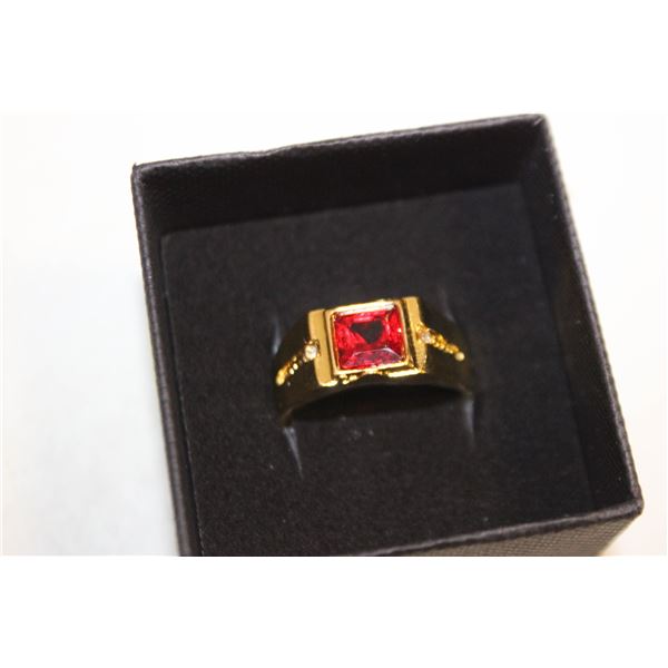 NEW MENS RED STONE RING SIZE 12