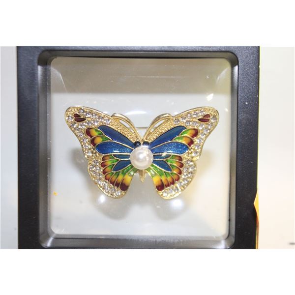 NEW BUTTERFLY BROOCH RHINESTONES