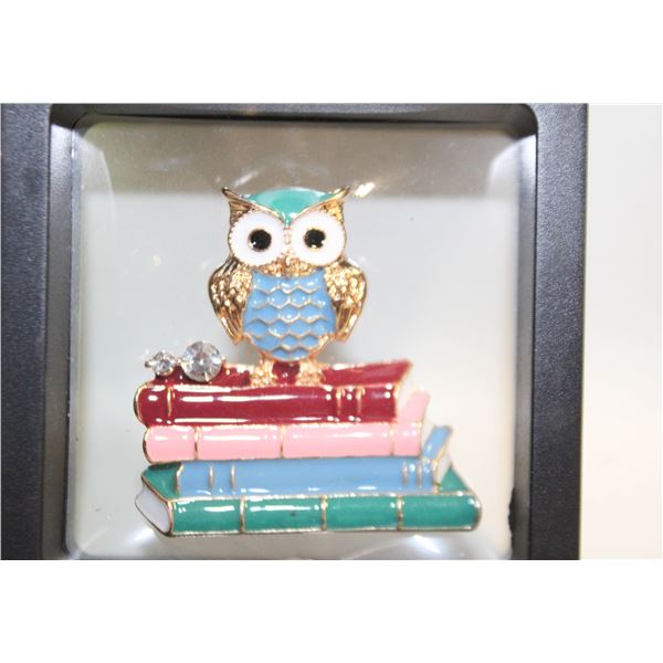 NEW ENAMEL FILLED OWL BROOCHES WITH