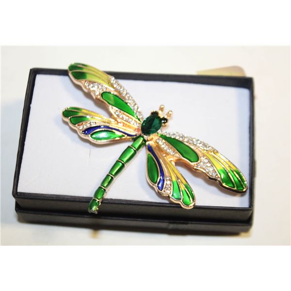 NEW GREEN DRAGONFLY BROOCH ENAMEL