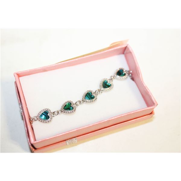 NEW BRACELET INLAID ABALONE SHELL HEART SHAPE