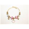 Image 1 : NEW CHARM HEART PINK, GOLDTONE, RHINESTONES