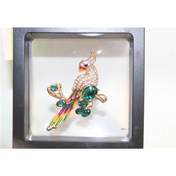 NEW PARROT BROOCH MULTI RHINESTONE