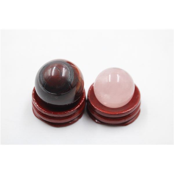 #232-NATURAL RED TIGER EYE & ROSE QZ SPHERE BALL
