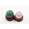 Image 1 : #213-NATURAL GREEN AVENTURINE & AURA QZ SPHERE BAL