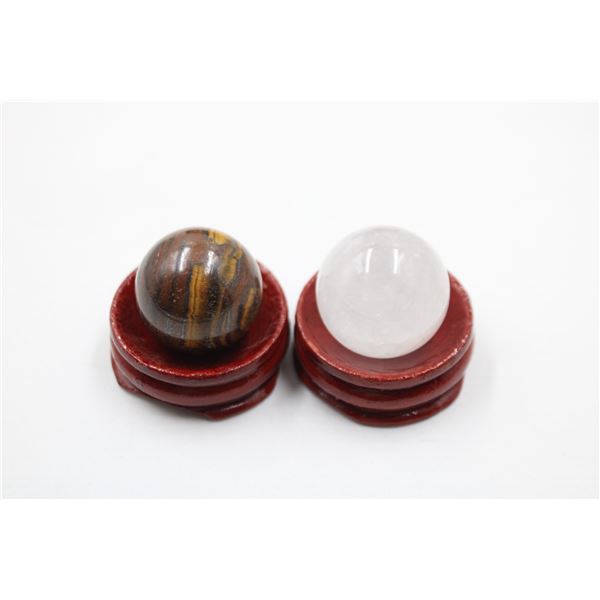 #208- NATURAL TIGER EYE & CLEAR QUARTZ SPHERE BALL
