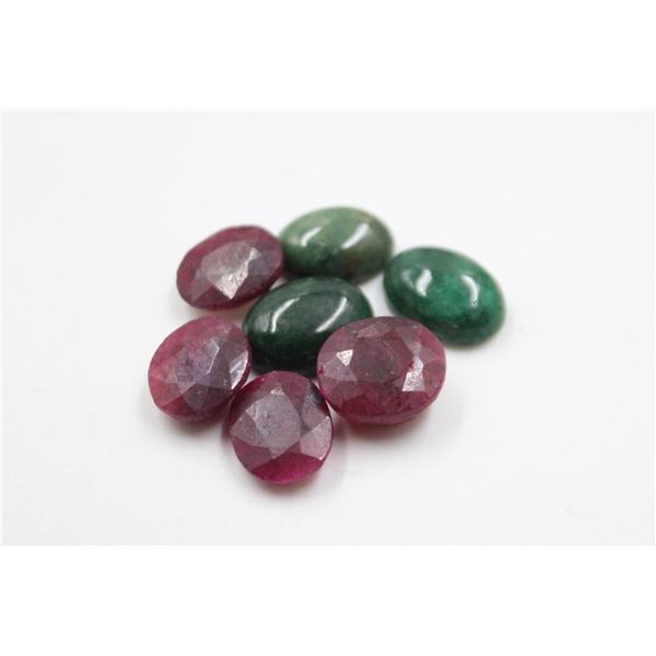 #22-NATURAL GREEN EMERALD  & RUBY GEMSTONES 63.00C