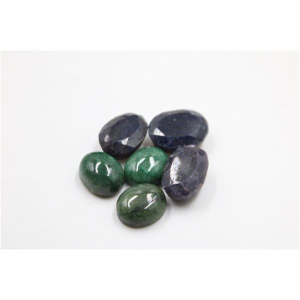 #28-NATURAL GREEN EMERALD  & SAPPHIRE  80.45 CT