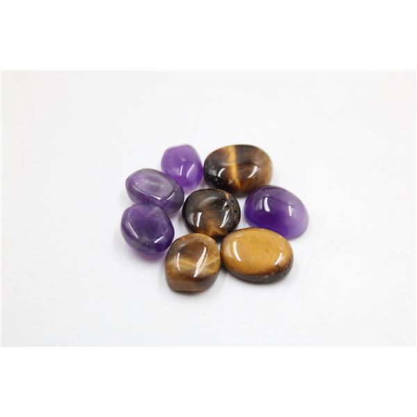 #63-NATURAL YELLOW TIGER EYE & AMETHYST 57.90CT