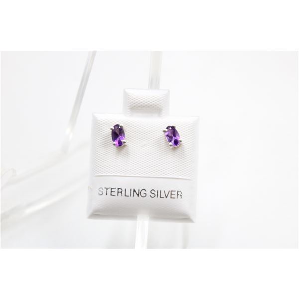 #109-NATURAL AMETHYST STUD EARRINGS
