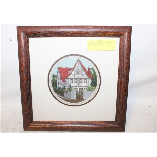 VINTAGE HAND CRAFTED NEEDLE POINT FRAMED ART