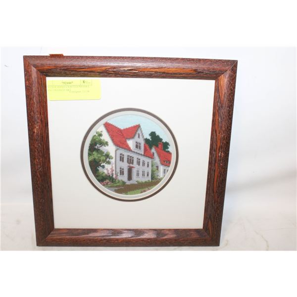 VINTAGE HAND CRAFTED NEEDLE POINT FRAMED ART