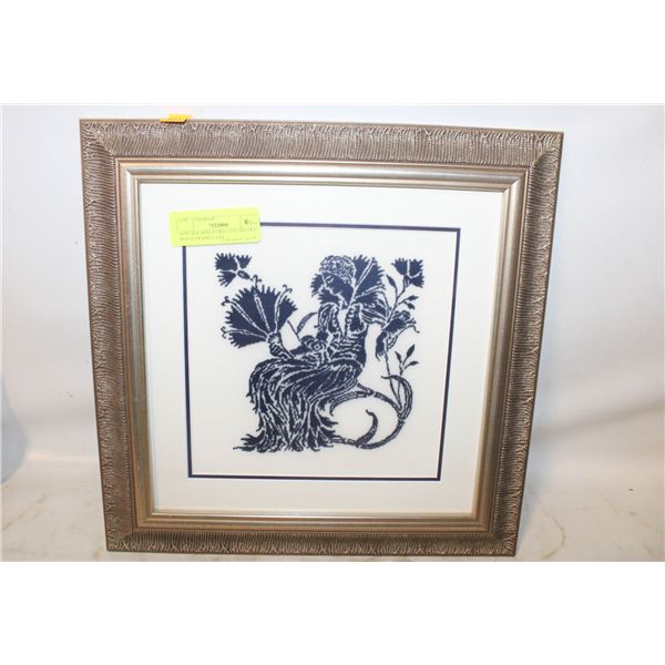 VINTAGE HAND CRAFTED NEEDLE POINT FRAMED ART