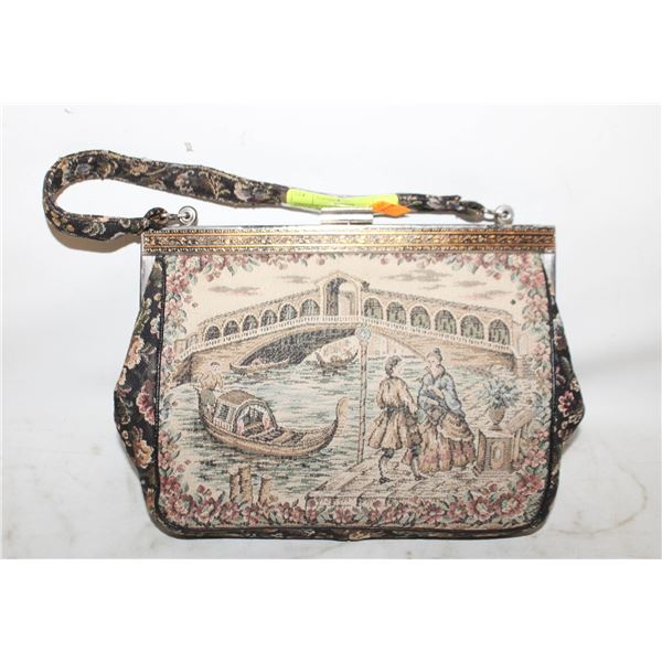 VINTAGE ITALIAN TAPESTRY PURSE BY LA MARGUIRE