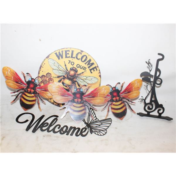 NEW 6PC OUTDOOR GARDEN DECOR BEE THEMED