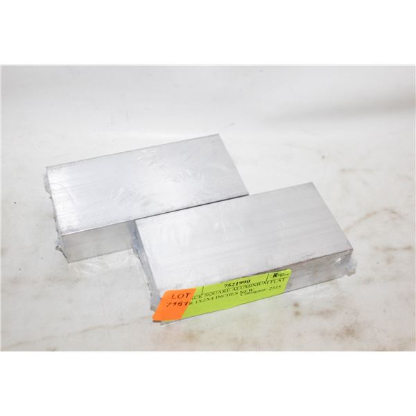 2 PACK SQUARE ALUMINIUM FLAT BAR 1X2X4 INCHES NEW
