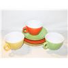 Image 1 : LOT OF COLORED TEACUPS & SAUCERS