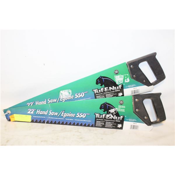 2 UNUSED 22" HAND SAWS