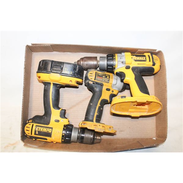 3 DEWALT DRILLS WITH CHARGER