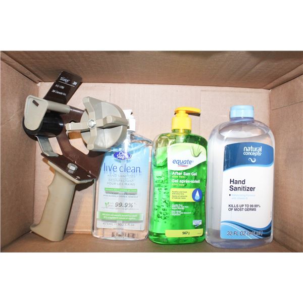 3 NEW HAND SANITIZERS + SCOTCH 3M TAPE GUN